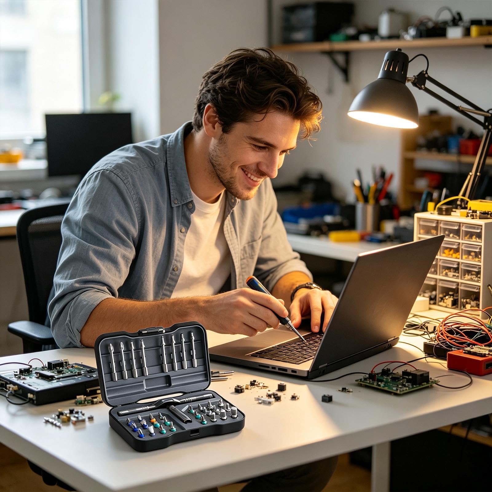 Schraubendreher-Set, magnetisch, mit Koffer, 32-in-1-Reparaturwerkzeug, tragbar