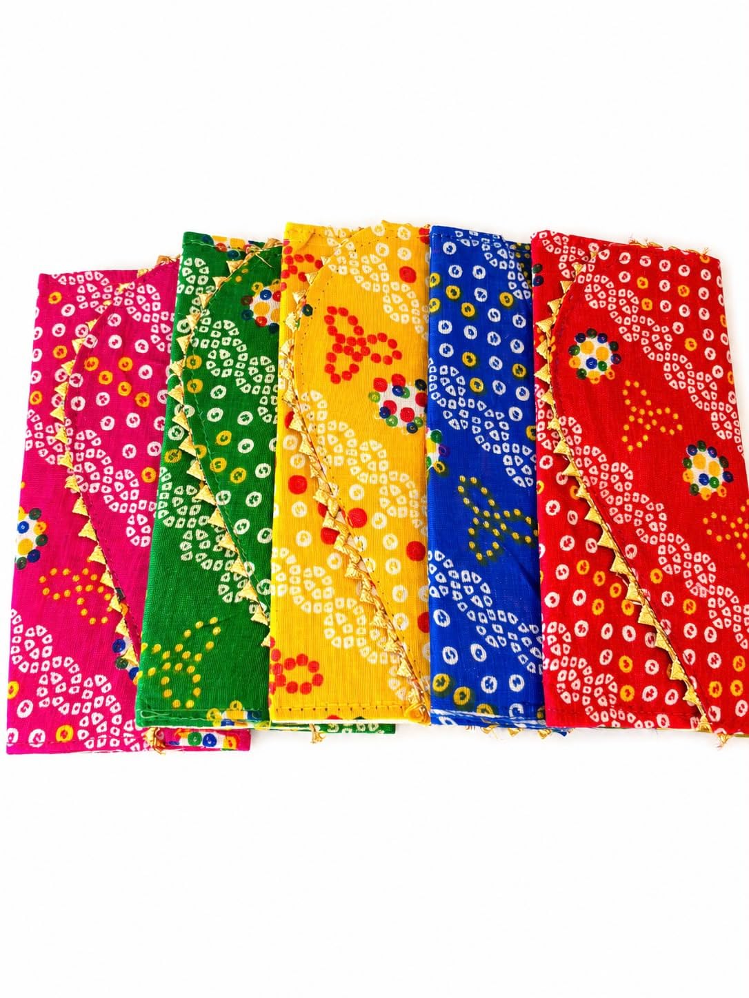 Kavira House Handmade Indian Money Envelopes for Cash Gifts, Set of 2 Fabric Shagun Lifafa Envelopes, Festive Envelope for Diwali, Rakhi & Wedding Money Gift, 8 x 4 Inch (Design 4)