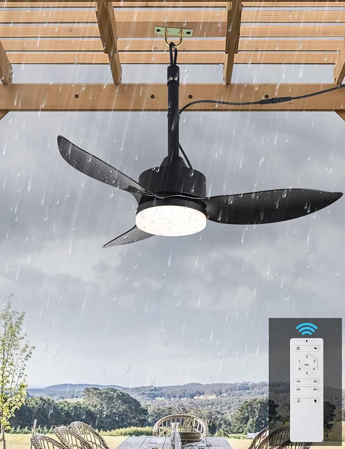 Ventilador de Techo 46 Pulgadas Con Luz y Gancho 110V Exteri