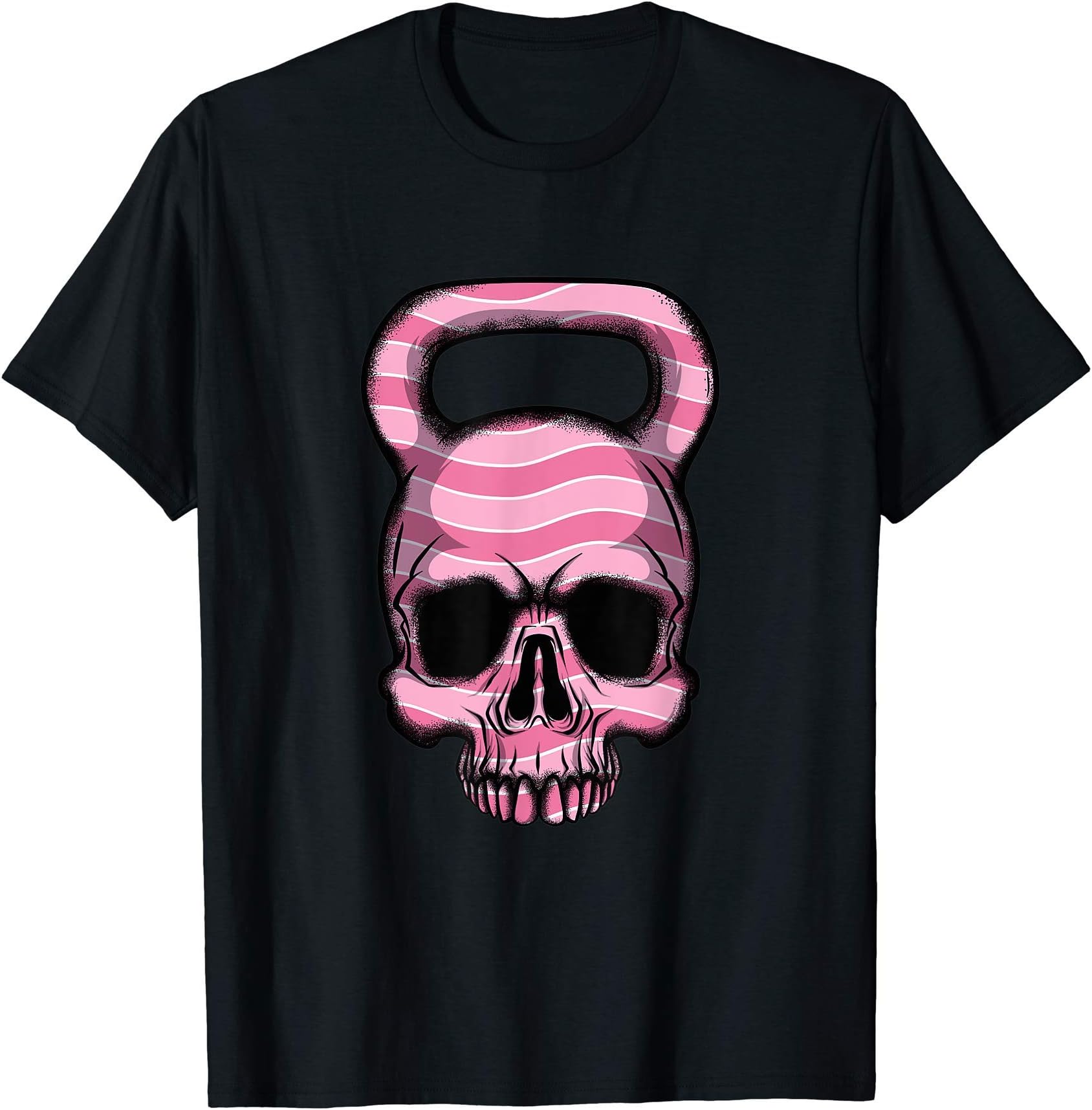 Kettlebell Skull Shirts and GiftsPink Cancer Awareness Skull Kettlebell Weight Fitness T-Shirt