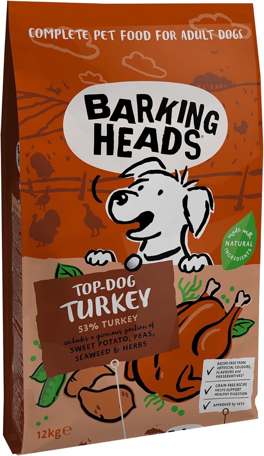 Barking Heads Dry Dog Food TopDog Turkey 12kg 100 Natural Free