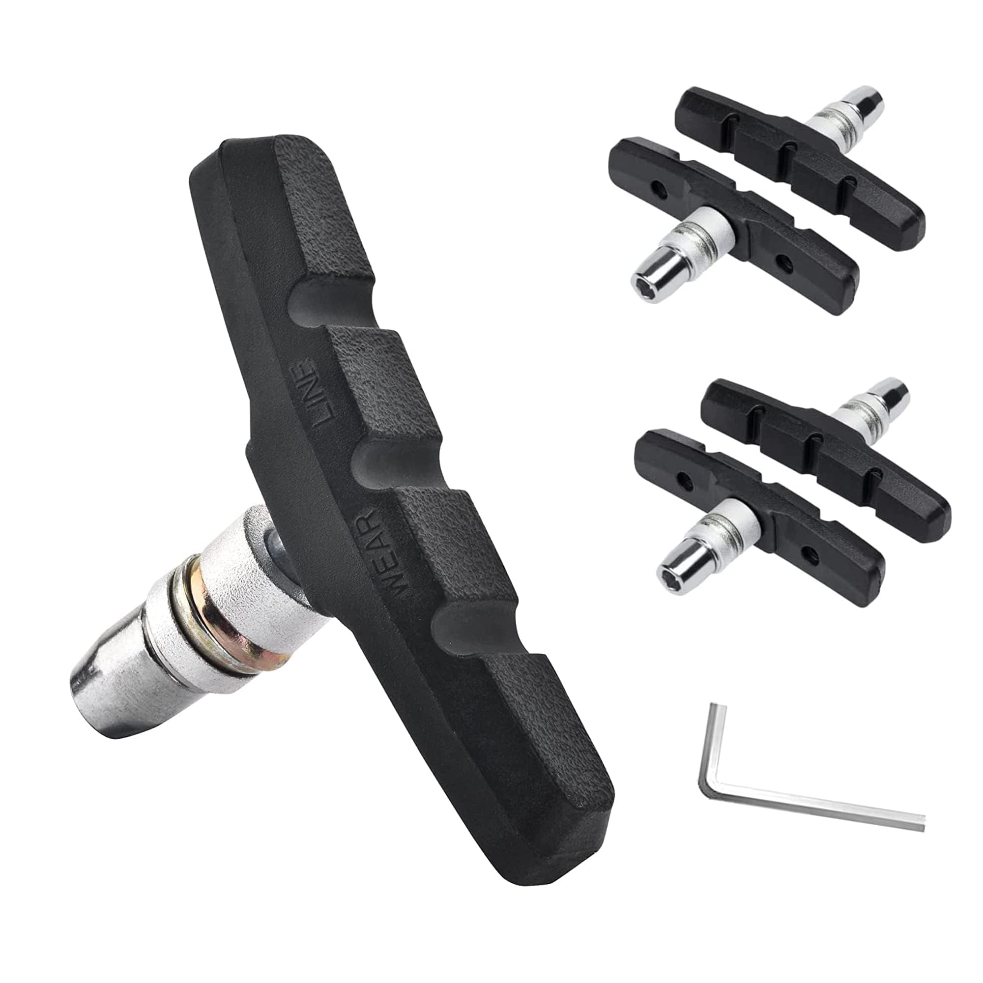 V Bike Brake Pads, 2 Pairs Universal Bicycle Break Blocks, Oture Rubber Silent Brake Pad V-Brake Shoes, with Hex Nuts Gasket Wrench, Skid, for Shimano, Tektro and Most Road Mountain Bikes, 70mm(2.76") — image 1