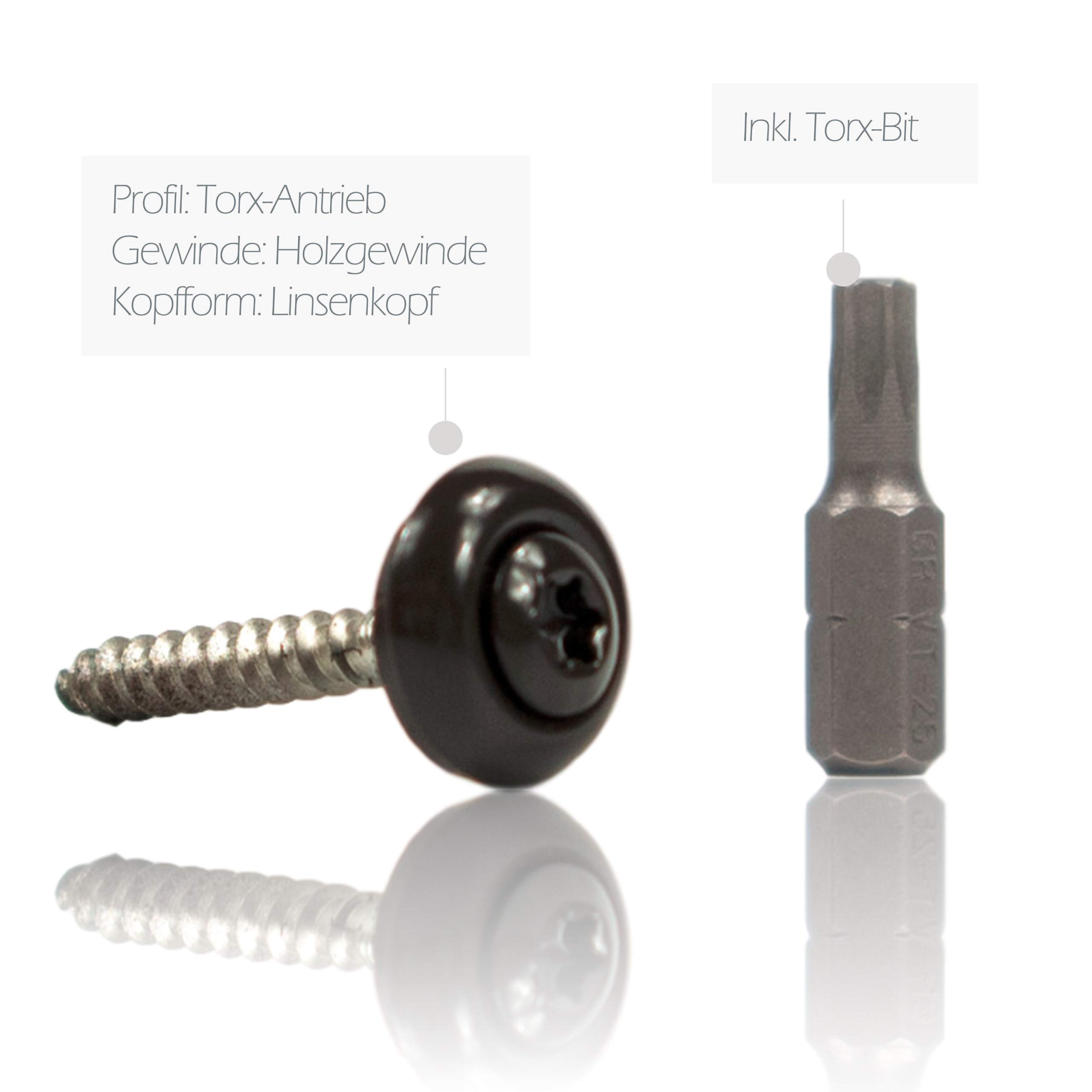 Spenlgerschrauben RAL 8019 Testa di Moro/dunkelbraun 4,5x35 mm á 200 Stück/Packung 2-tlg. mit EPDM Dichtscheibe & TX20 Antrieb, Torx Spengler Schrauben selbstdichtend mit Linsenkopf