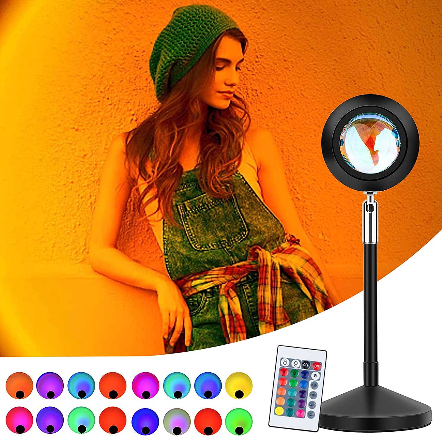 USB Arcobaleno Tramonto Rosso Proiettore Led Luce notturna Proiezione solare Lampada da scrivania per camera da letto Bar Caffetteria Decorazione da parete Illuminazione  39