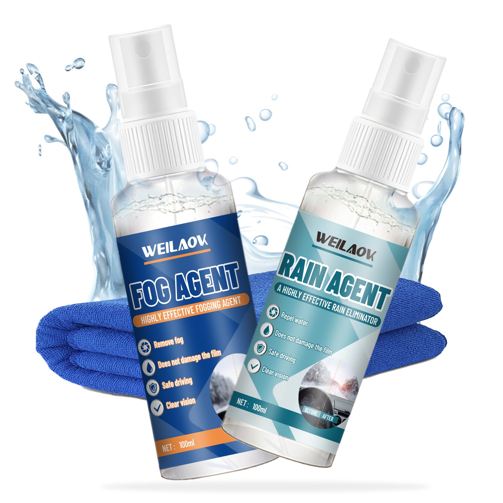 Anti Appannamento Vetri Auto, Idrorepellente Vetri Auto, Antiappannante Vetri Auto, Idrorepellente Vetri, Spray Anti Appannamento Auto per Parabrezza e Finestrini di Auto, 100 ML*2