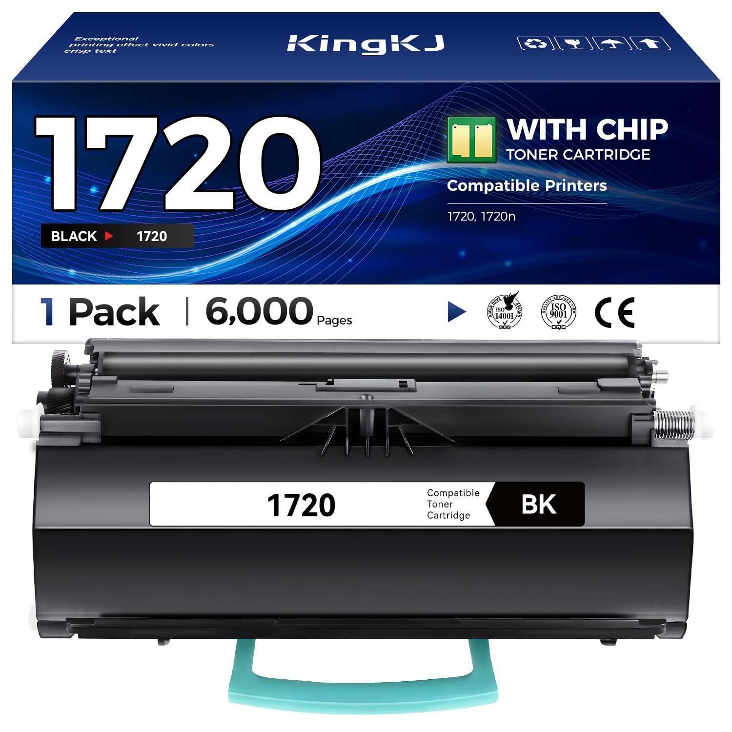 KingKJ MW558 1720 1720DN Toner Cartridge High Yield Black 1-Pack with chip Replacement for Dell MW558 1720 Toner Compatible with Dell 1720 1720n 1720DN Laser Printer Ink All-in-One Copier 6,000 Pages
