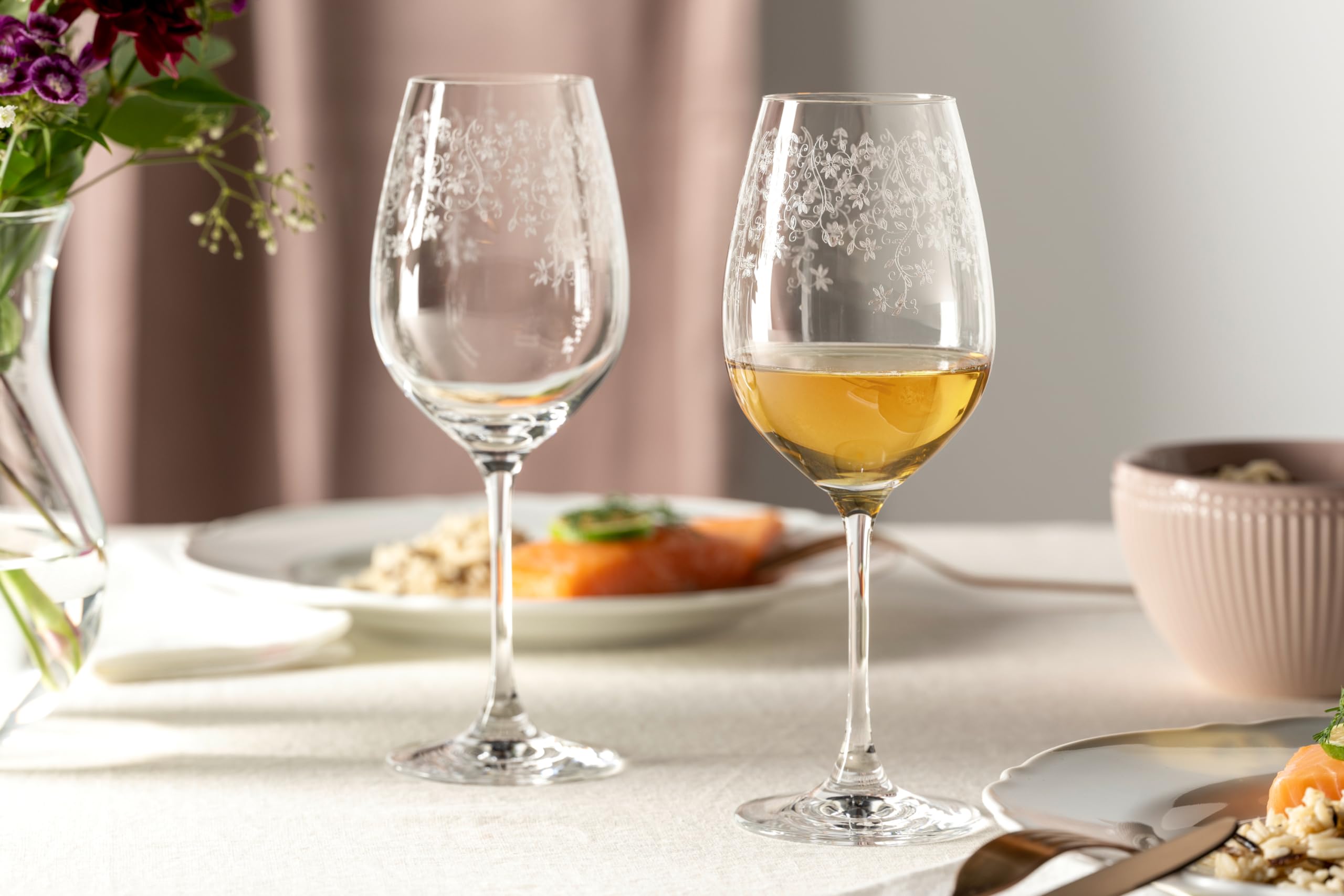 Leonardo Chateau 035301 Lot de 6 verres à vin blanc, passent au lave-vaisselle, avec pied tiré, avec gravure, 410 ml