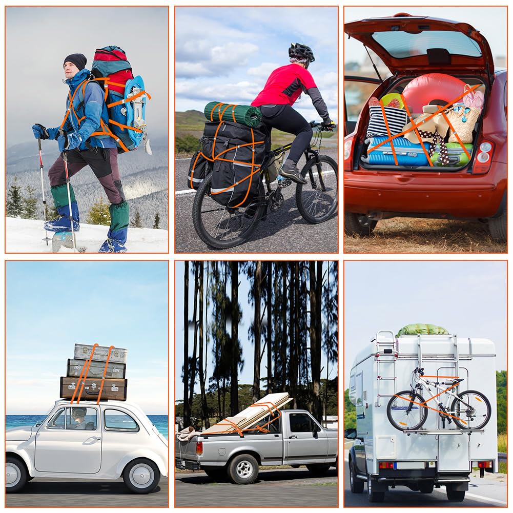URAQT 4 Pcs 180kg Cinchas Correa de Amarre Rapido Hebilla, para Baca Coche, Portabicicletas, Surf, Bici, Kayak, Moto Resistente, 2M Naranja — view 6