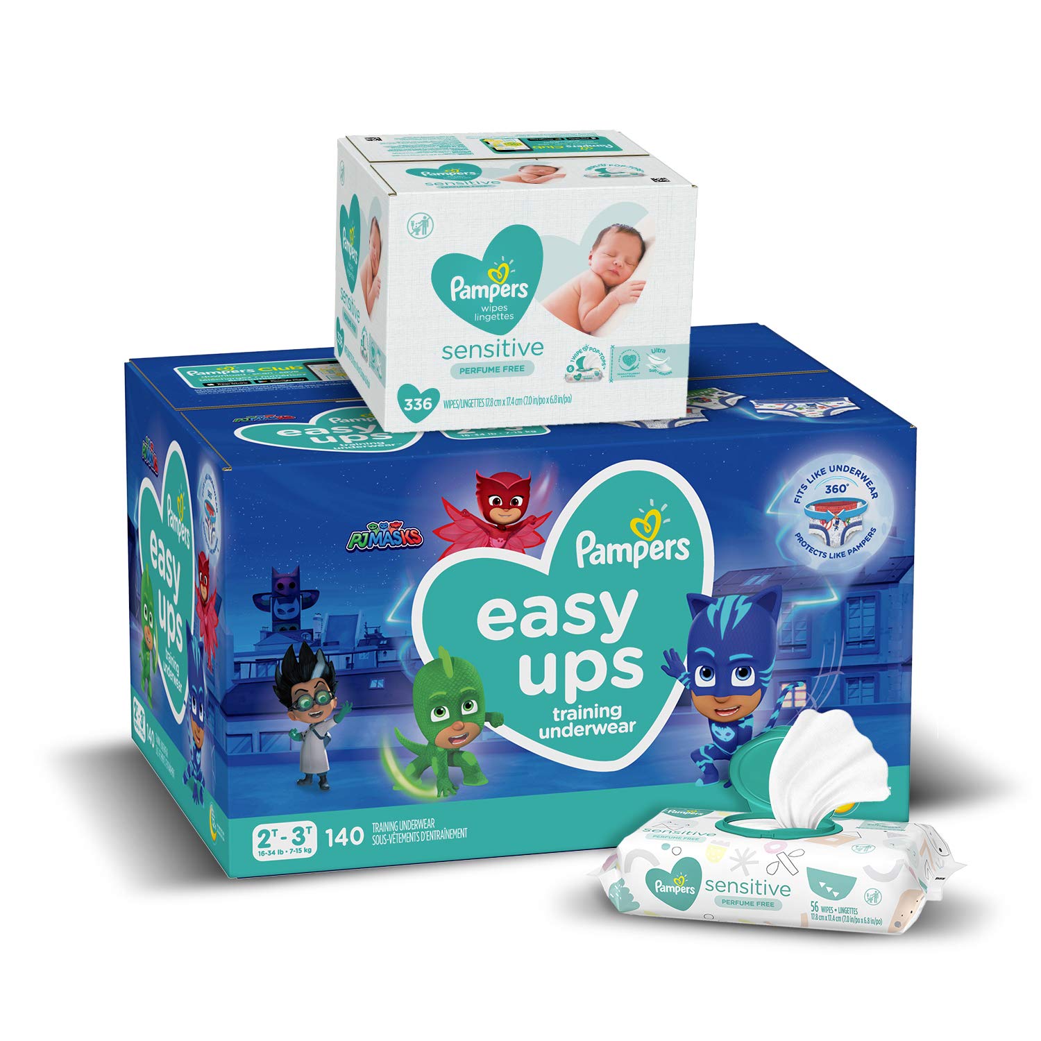 Pampers Easy Ups Training Pants Boys and Girls, Size 4 (2T-3T), 140 Count, ONE MONTH SUPPLY with Bab
