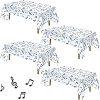 Vista 8 de Mantel de plástico con notas musicales de 108 x 54 pulgadas, desechable, para decoración de fiesta de cumpleaños (2 piezas)
