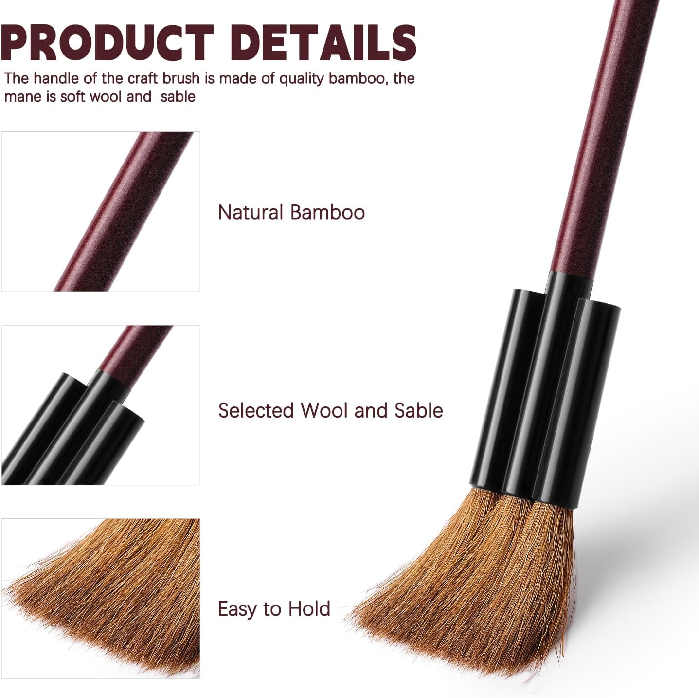 Watercolor Brushes Set, Fuumuui 5Pcs Goat Mixed Sable Hair with Nylon Water Color Paint Brush with Flat Round Detail for Watercolor, Pottery, Acrylic, Gouache - Image 4