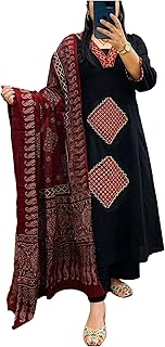 ANNI Designer Women's Rayon Viscose Printed Anarkali Kurta with Pant &amp; Dupatta | Anarkali Suit for Women | Pure Cotton Sui...