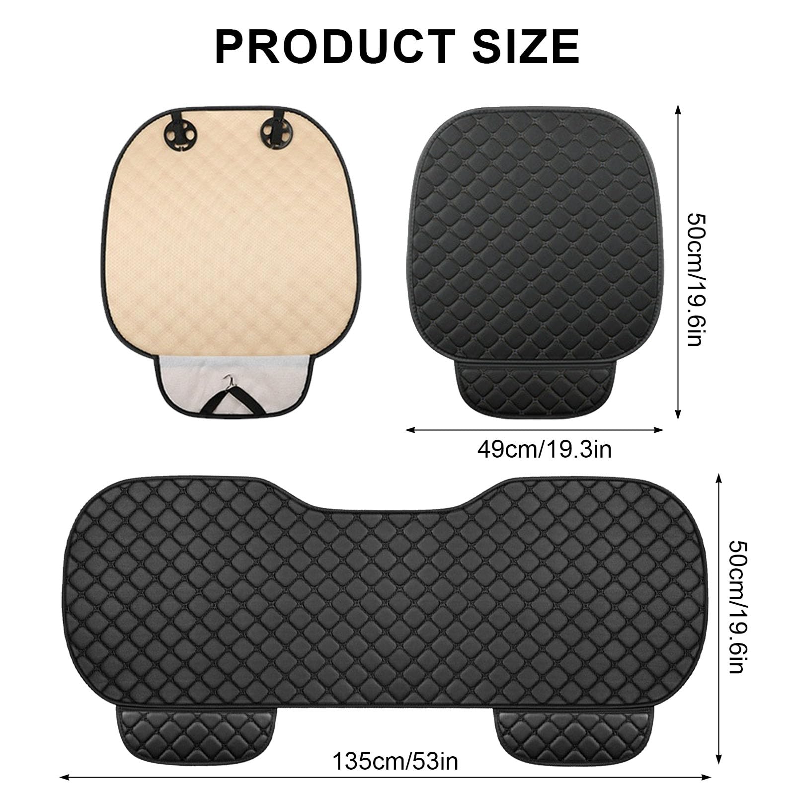 Funda de Asiento para Coche Universal Premium - Juego de 3 Piezas - Cojines para Asientos Delanteros y Trasero - Tela Transpirable, Impermeable y Antideslizante - Revestimiento Antiarañazos - Negro
