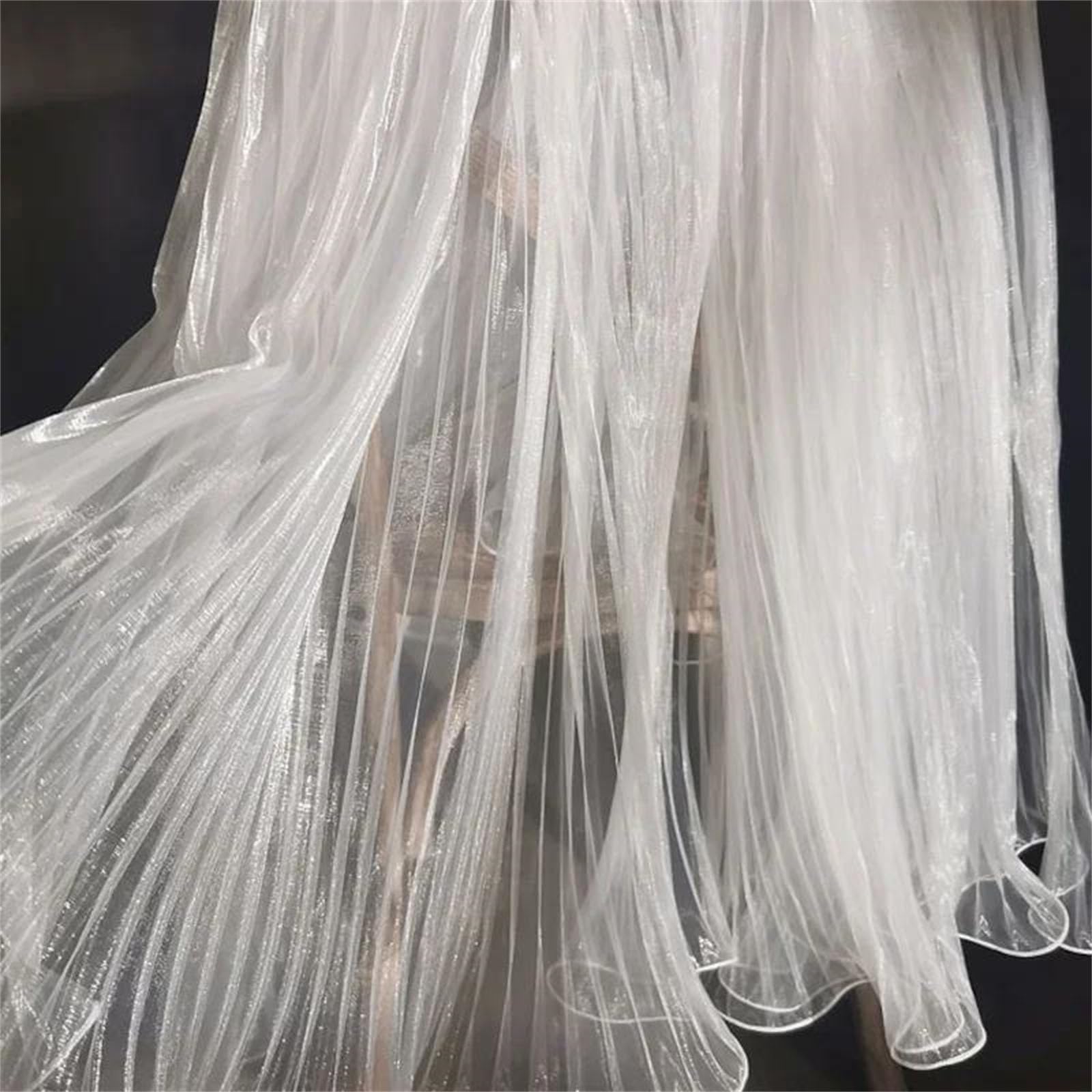 Tela de organza, Tela de organza 145cm x 0,5-10M blanca 99% poliéster for confección nupcial(145cm x 3M)