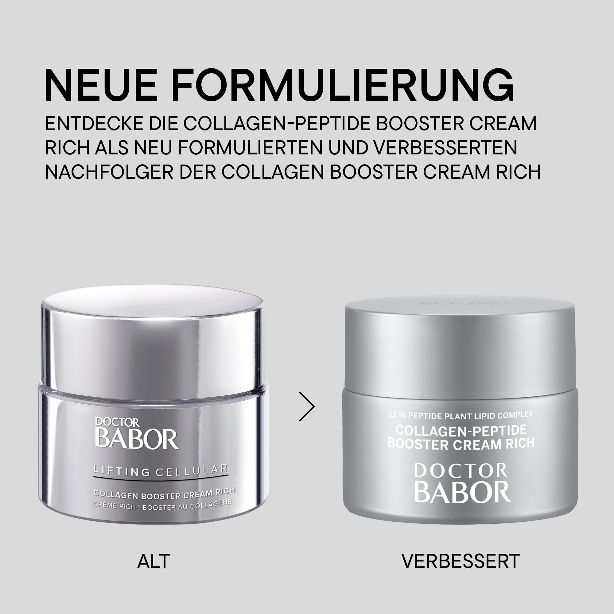 DOCTOR BABOR Collagen-Peptide Booster Cream | Feuchtigkeitsspendende Gesichtscreme für intensive Straffung | Anti-Falten Creme für sichtbar glatte Haut | Für Gesicht, Hals & Dekolleté | vegan| 50ml