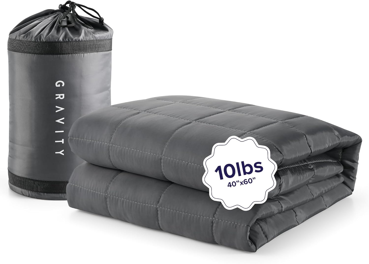 Gravity Weighted Blankets for Adults, 10lbs Grey (40″ x 60″) – Premium Cotton Travel Blanket with Carrying Bag for Travel & Outdoor – Ultra-Soft Breathable Microfiber Duvet Cover – Machine Washable