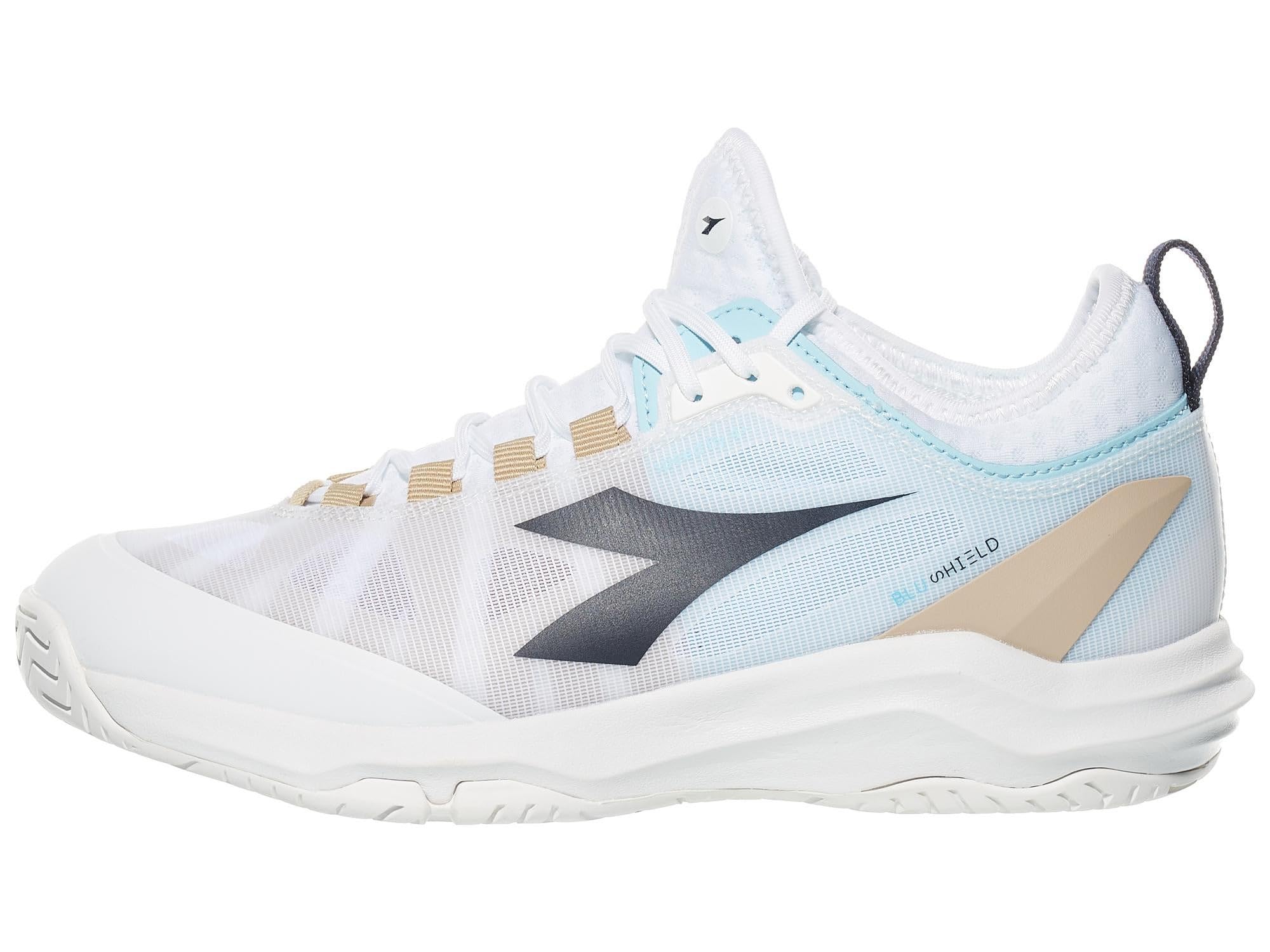 Diadora Women's Speed Blushield Fly 4+ All Ground Tennis Shoe (White/Blue, 11)