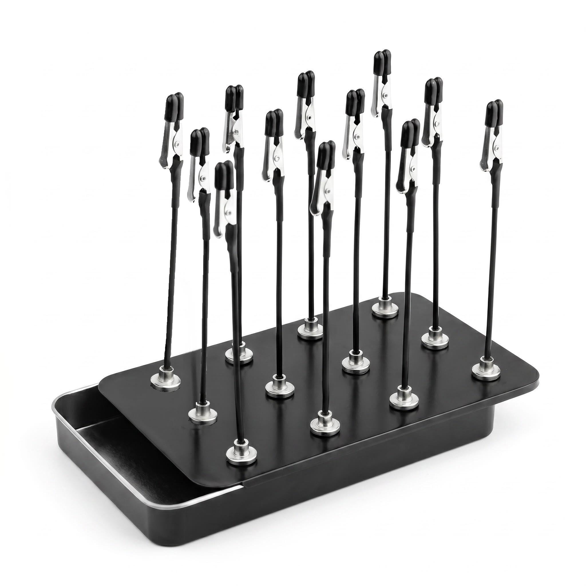 Larfraecy Magnetic Helping Hands Soldering Tool 12Pcs Flexible Alligator Clips with Metal Box Adjustable Helping Hand for Circuit Board Soldering Model Painting DIY Craft and Hobby Black