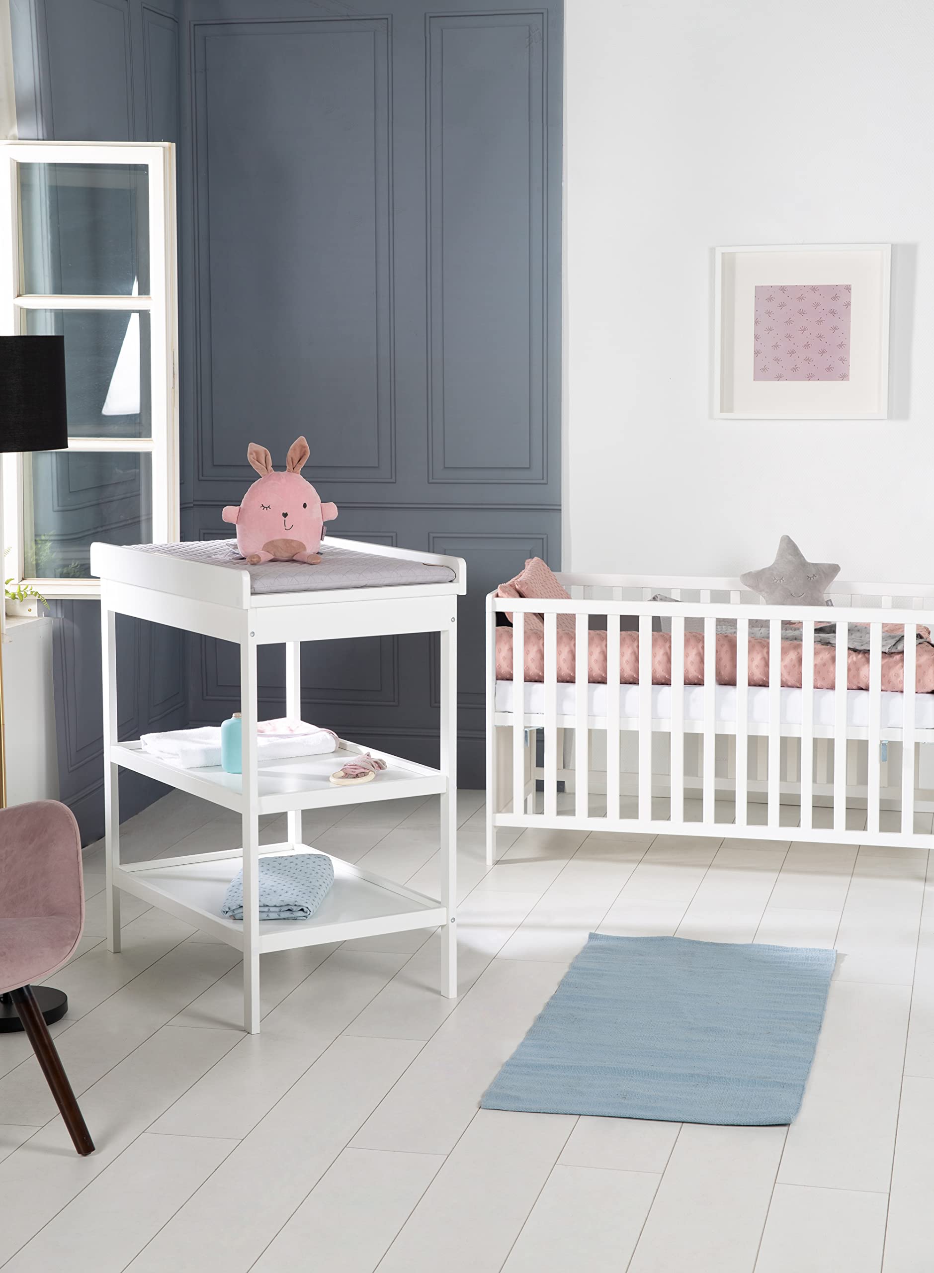 roba Juego de Habitación Infantil - Cuna Colecho y Cambiador con Colchón "roba Style" - Madera Blanca