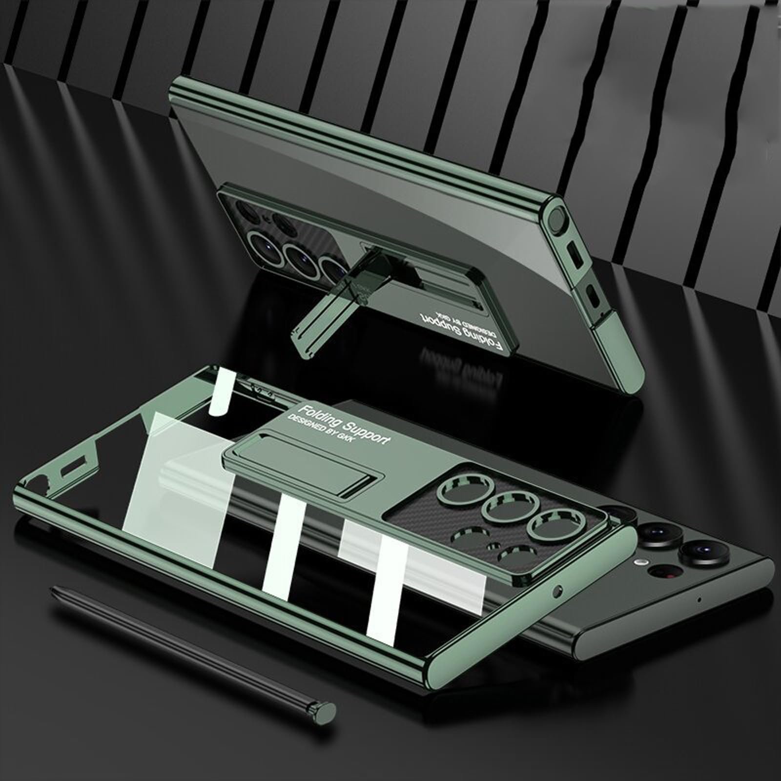 for Samsung Galaxy S24/S24plus/S24 Ultra Case with Kickstand,Shockproof Translucent Slim Protective,Electroplating is Fully Packaged (Green,S23plus)