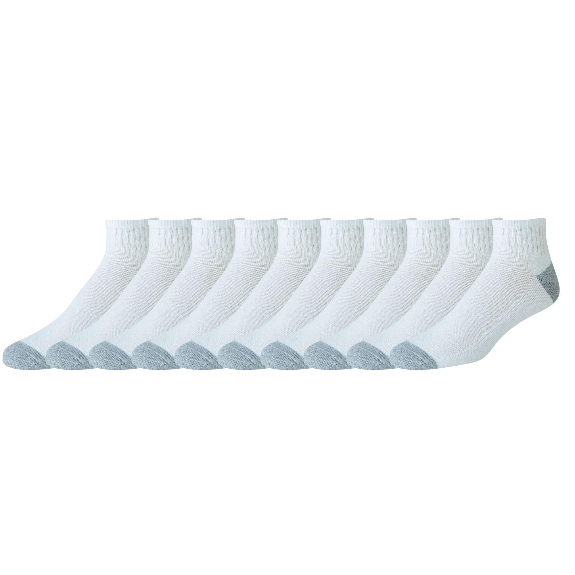 Men's Cotton Ankle Socks, Comfortable, Moisture Wicking, Cushioned, 10 Pairs