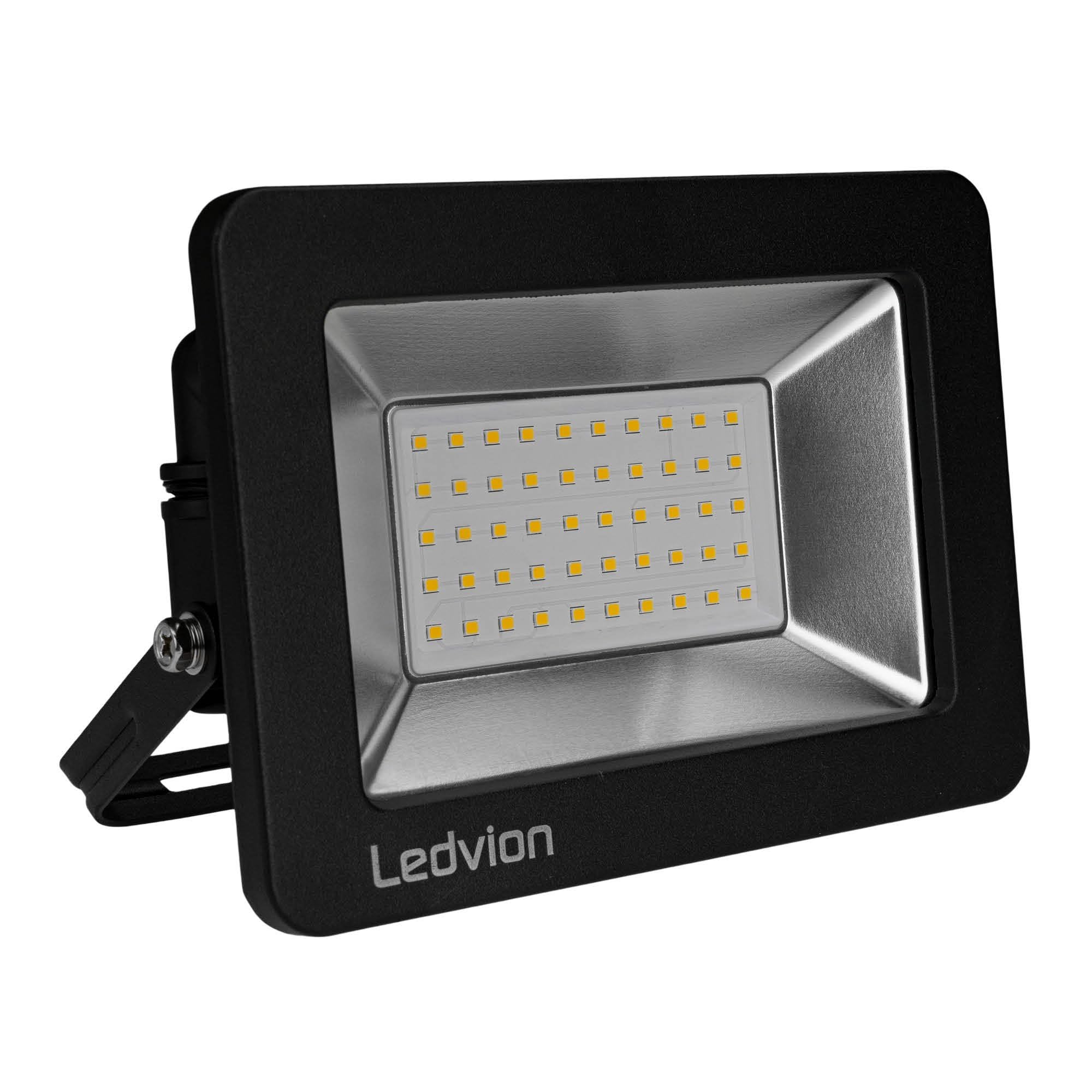 Ledvion - LED Floodlight, 50 Watt, LED Floodlight, 6500K, 4250 Lumens, IP65 Waterproof, Incl. Quick Connector