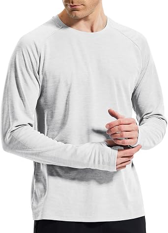 MIER Mens UPF 50+ Sun Shirts Quick Dry Long Sleeve UV Shirts Lightweight Rash Guard Swim T-Shirts Hiking Running