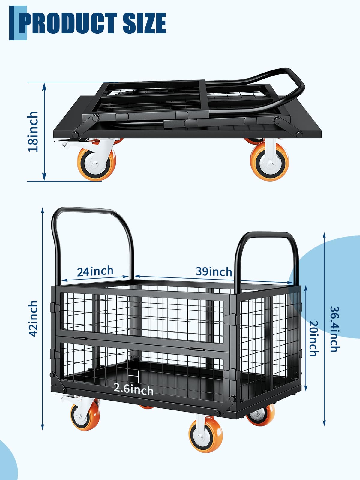 GarveeTech Platform Truck - 6-in-1 Multi-Purpose Cart -5