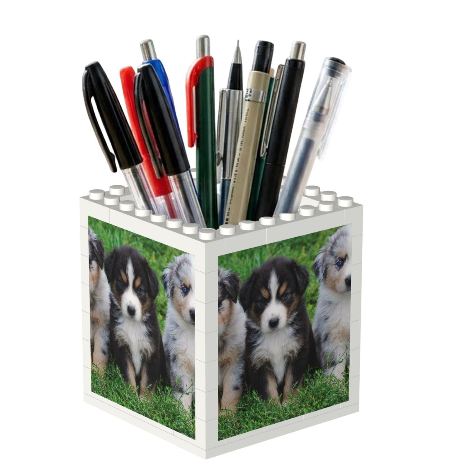 Poadnly Australian Shepherd, Pen Pot Pencil Holder for Office Home School, Compact Desk Organiser for Office Stationery