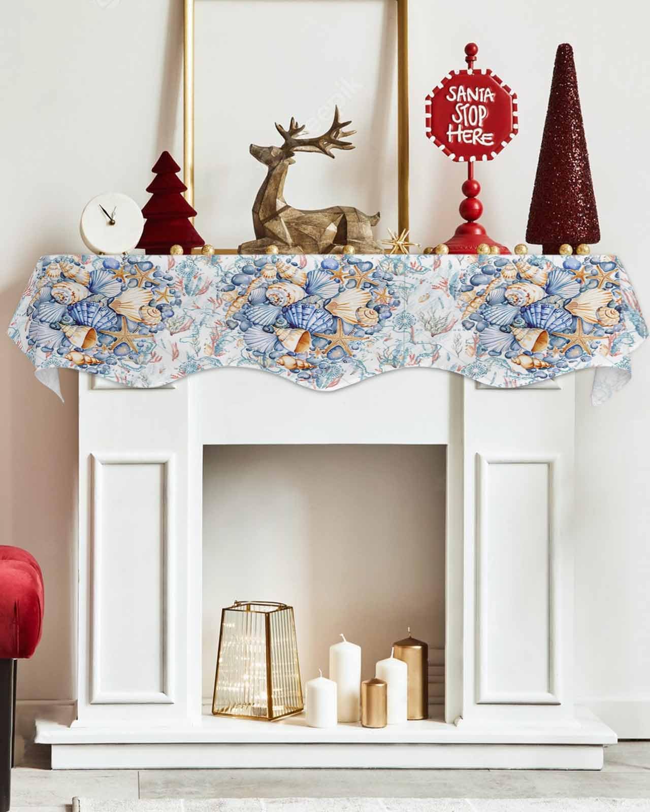 Beachy Wave Mantle Scarf – 17x90 Inch Fireplace Decor For Summer & Holiday Styling