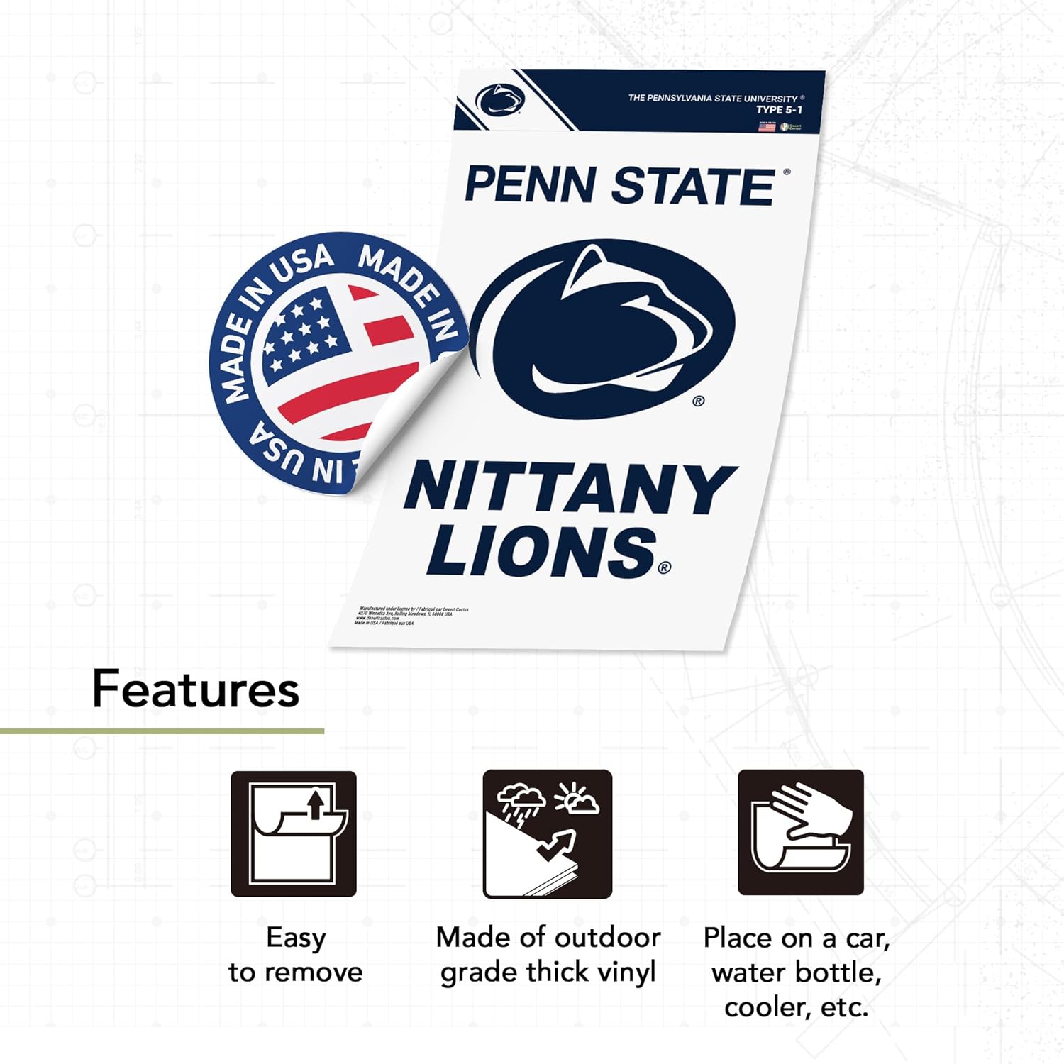 Desert Cactus Penn State Sticker The Pennsylvania State University PSU Nittany Lions Vinyl Decals Laptop Water Bottle Car Scrapbook T5 (Type 5-1) - Image 3