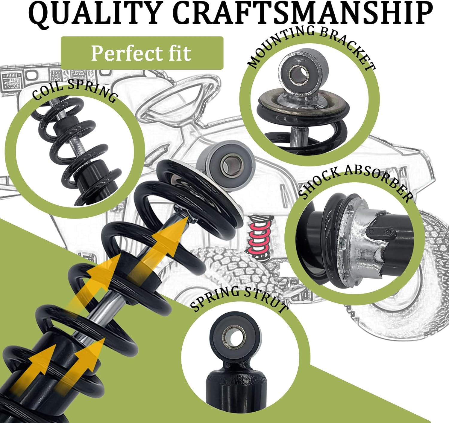 AM130448 Front Shock Absorber Fits for John Deere Gator TH TS TX 4X2 6X4 Turf Diesel Trail Worksite Military(1 Pair)