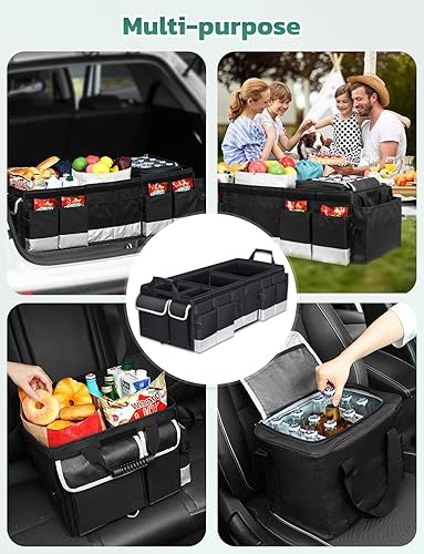 Miniatura 7 de Oasser Organizador de maletero con bolsa refrigeradora, organizador plegable grande para maletero de automóvil para SUV con múltiples