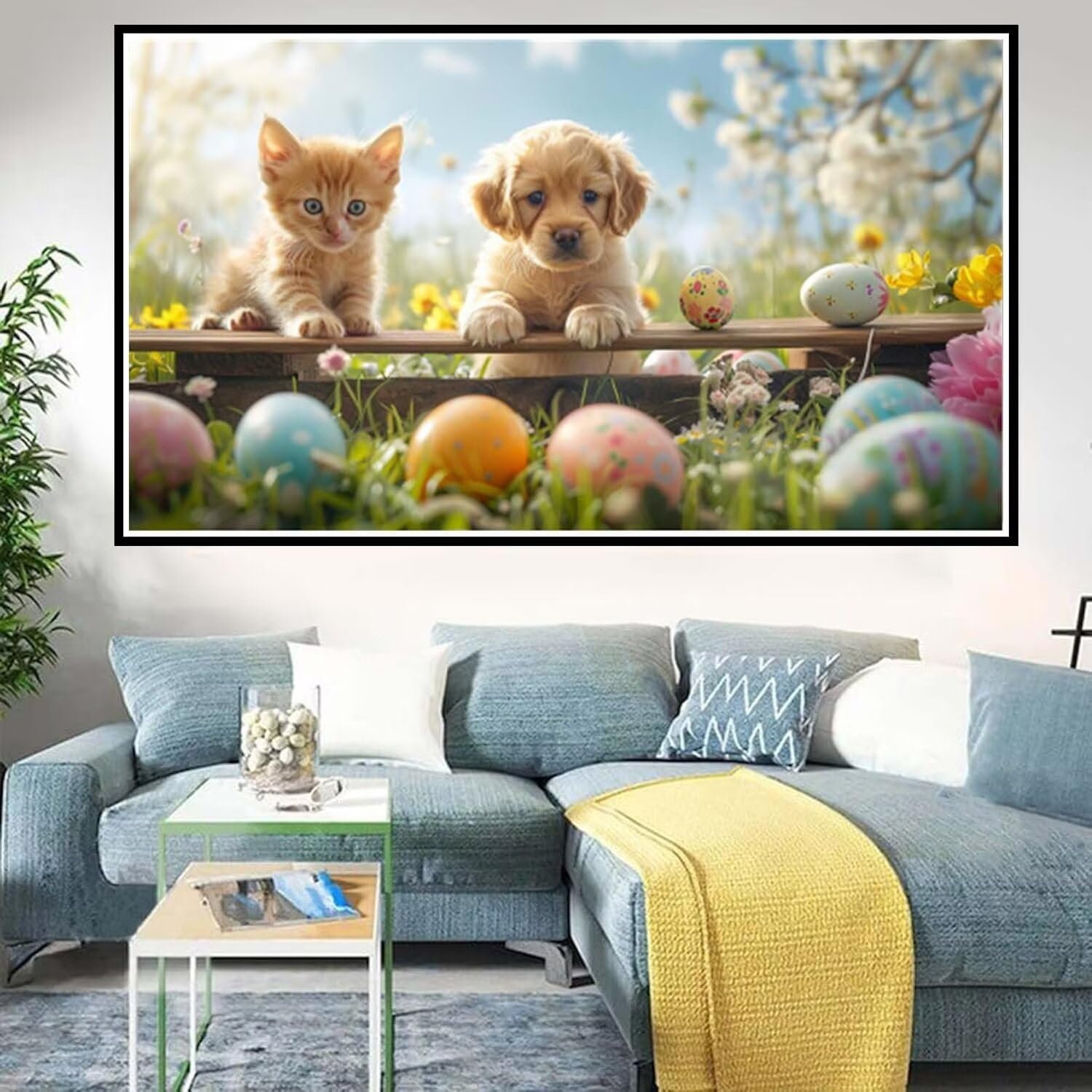 Diamond Painting Chat, 5D Chien Diamond Painting Grand Format 80x140cm, DIY Grande Taille kit Diamond Painting Cristal Art Point de Croix Broderie Peinture, Decoration Murale, Cadeau Femme - Z-435