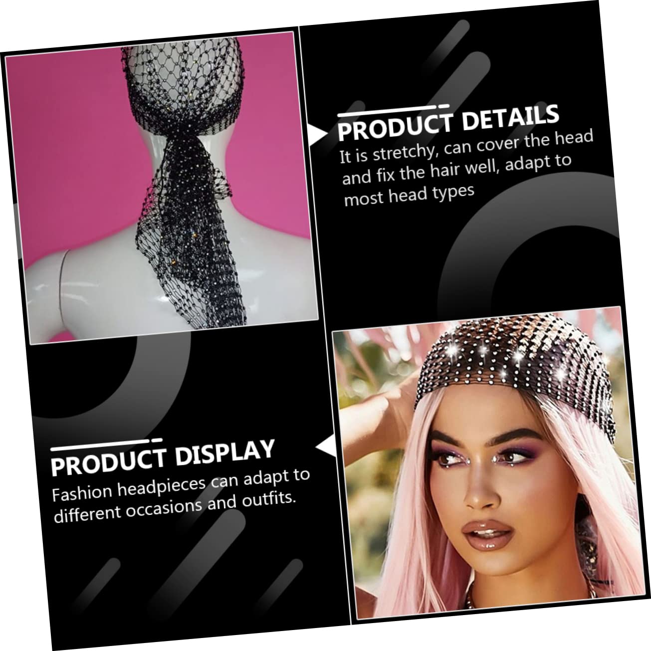 GALPADA 3pezzi Elegant Mesh Veil Headband for Women Unique Hair Accessory for Weddings Festivals and Parties Comfortable Elastic Design
