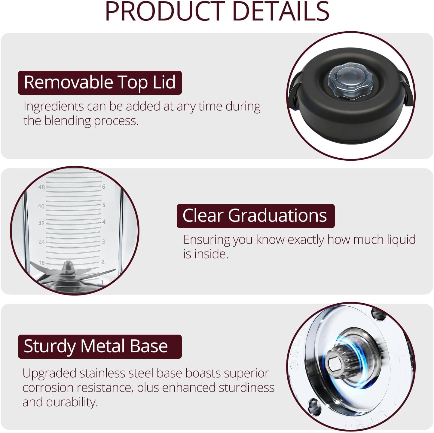 64oz Low-Profile Blender Pitcher Container, Compatible with Vitamix 5200 750 7500 6300 VM0102 VM0103 VM0197 E310 Classic/Explorian/Commercial Series, BPA-Free Replacement Jar Cup