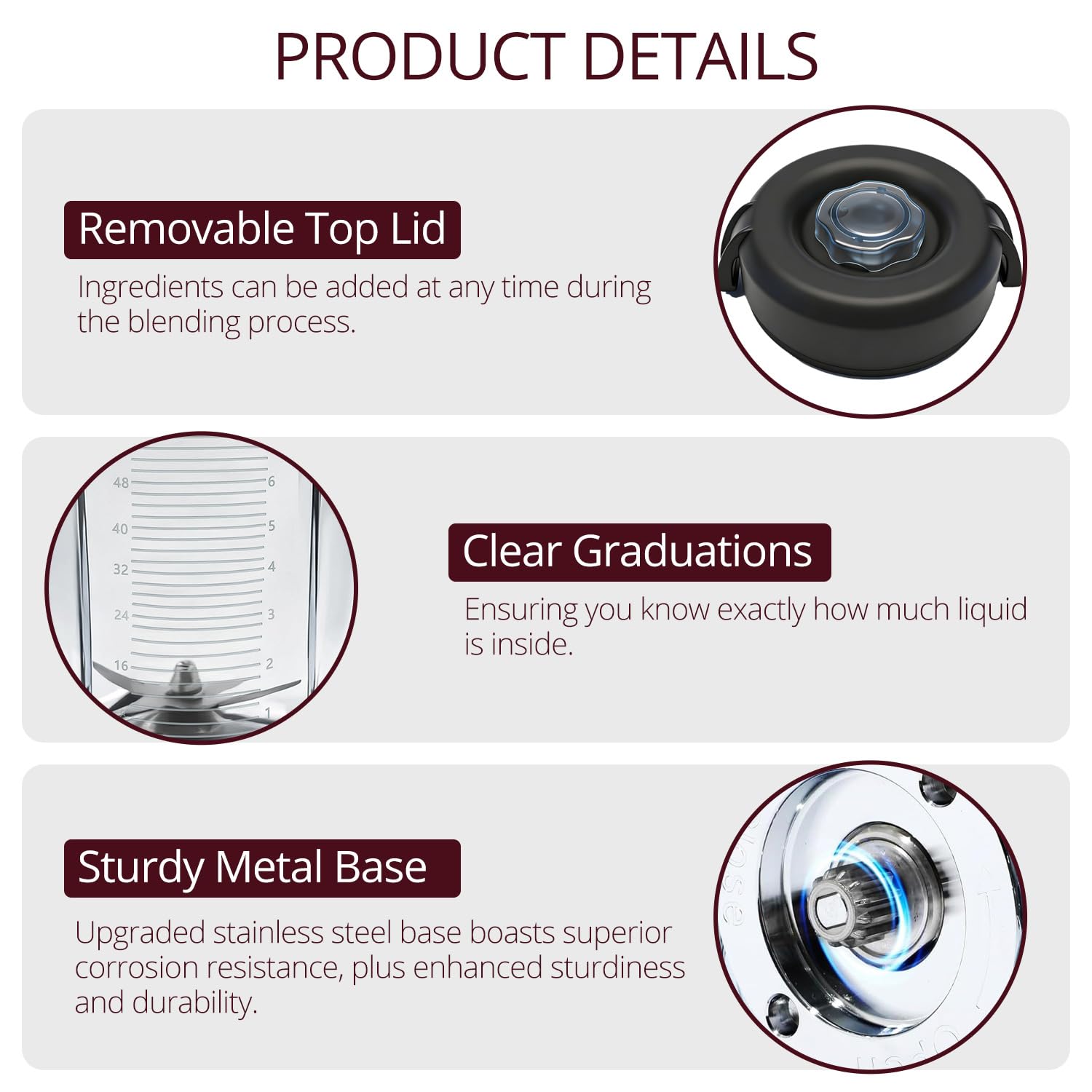 64oz Low-Profile Blender Pitcher Container, Compatible with Vitamix 5200 750 7500 6300 VM0102 VM0103 VM0197 E310 Classic/Explorian/Commercial Series, BPA-Free, Replacement Jar Cup - 4