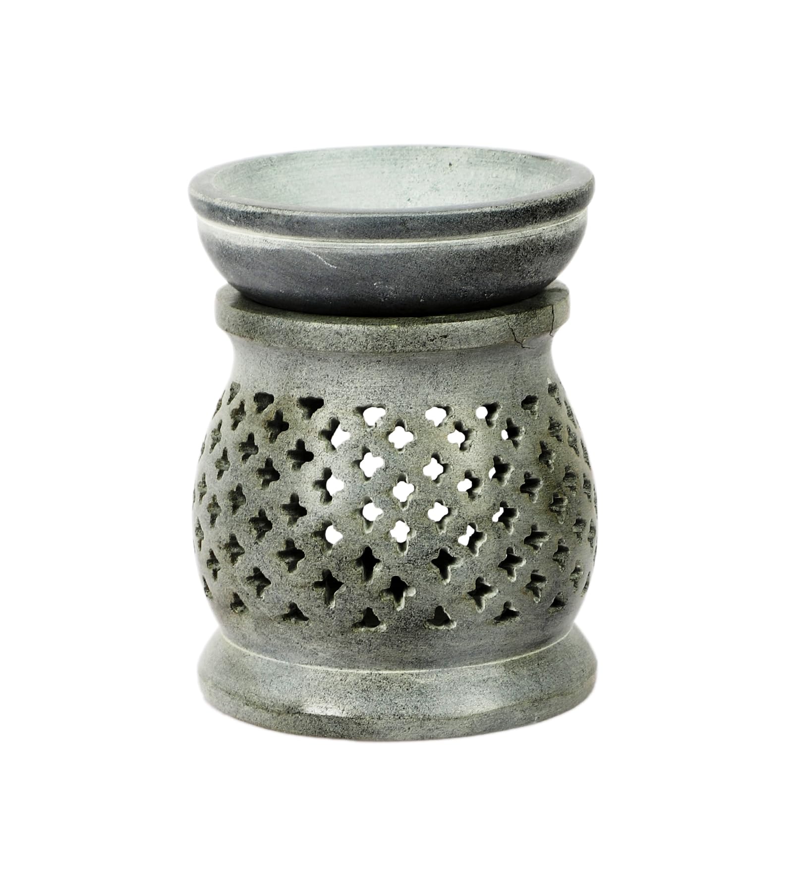 Itiha® Quemador de aceite de aroma de esteatita gris, difusor de aceite esencial para fragancia del hogar (5 x 4 x 4 pulgadas)