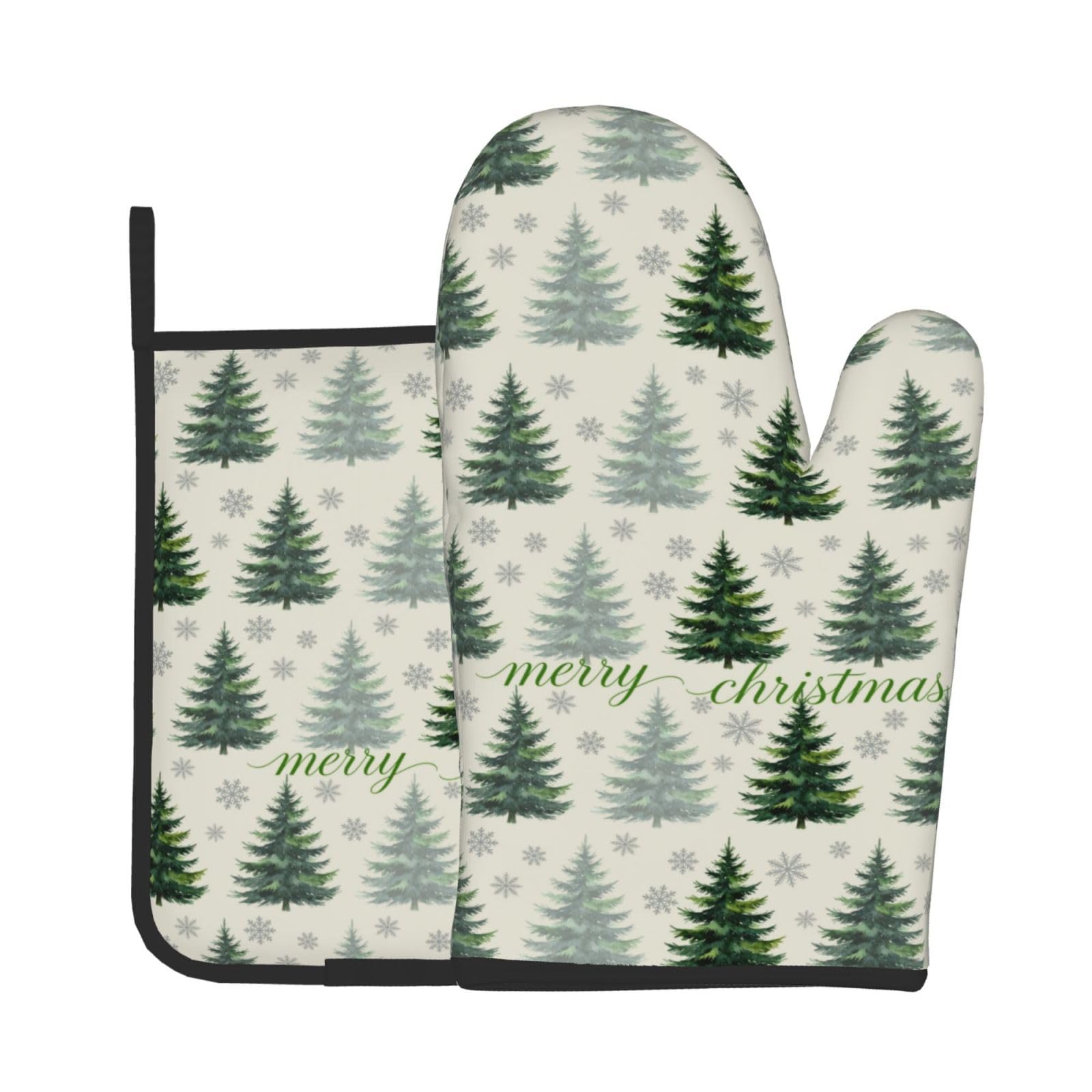 Christmas Tree Oven Mitts and Pot Holders Sets 2 Pack