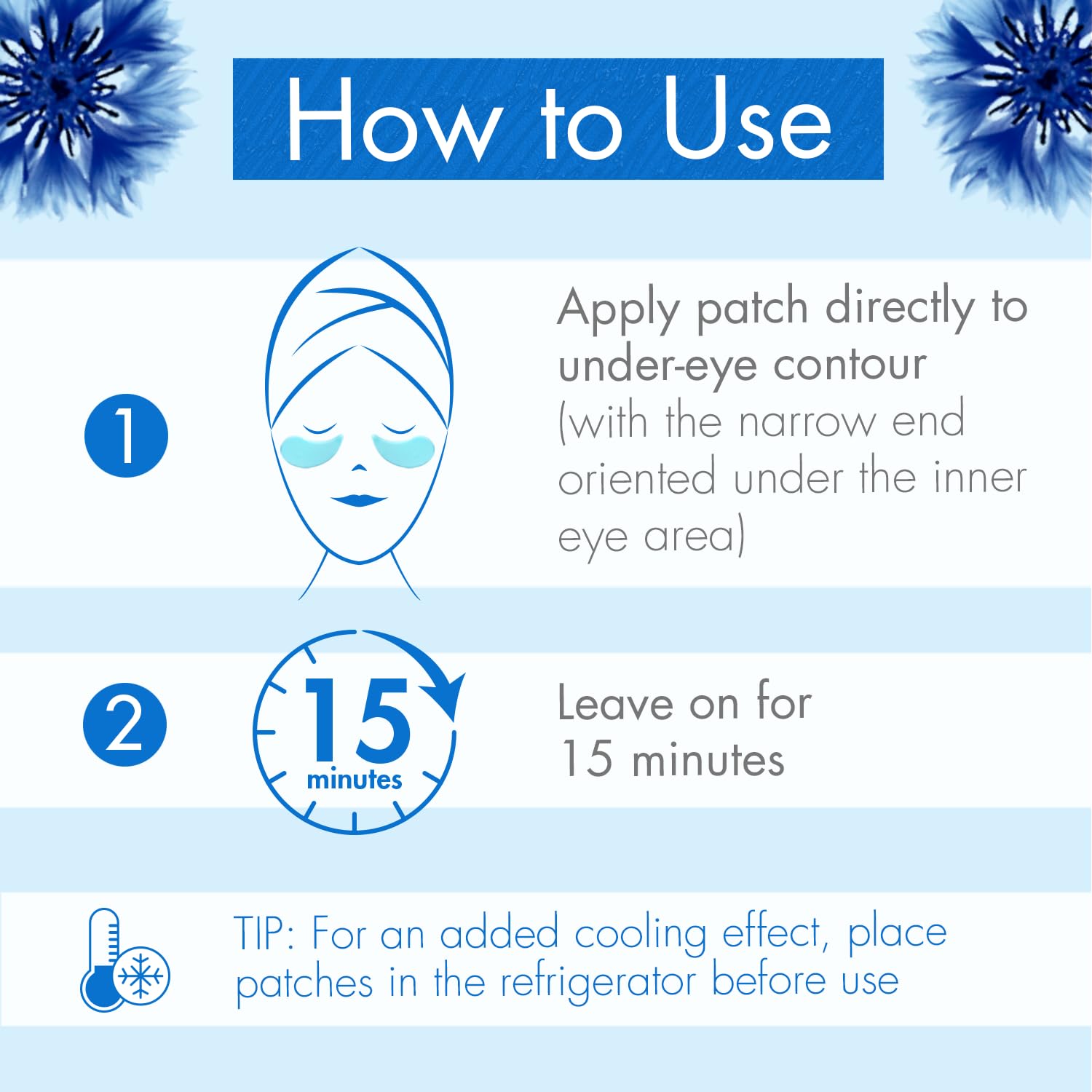 Klorane - Smoothing & Soothing Eye Masks with Cornflower & Plant-Based Hyaluronic Acid - Hydrogel Eye Patches For Puffy, Tired Eyes and Dark Circles - 7 ct.