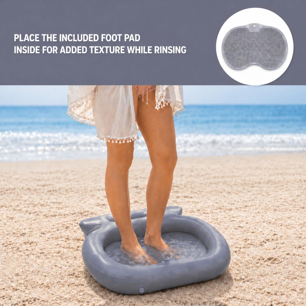 Inflatable Pool Foot Bath Basin, Portable Foot Wash Basin with Pump for Pool Entry Ladder, Above Ground Pools and Beach