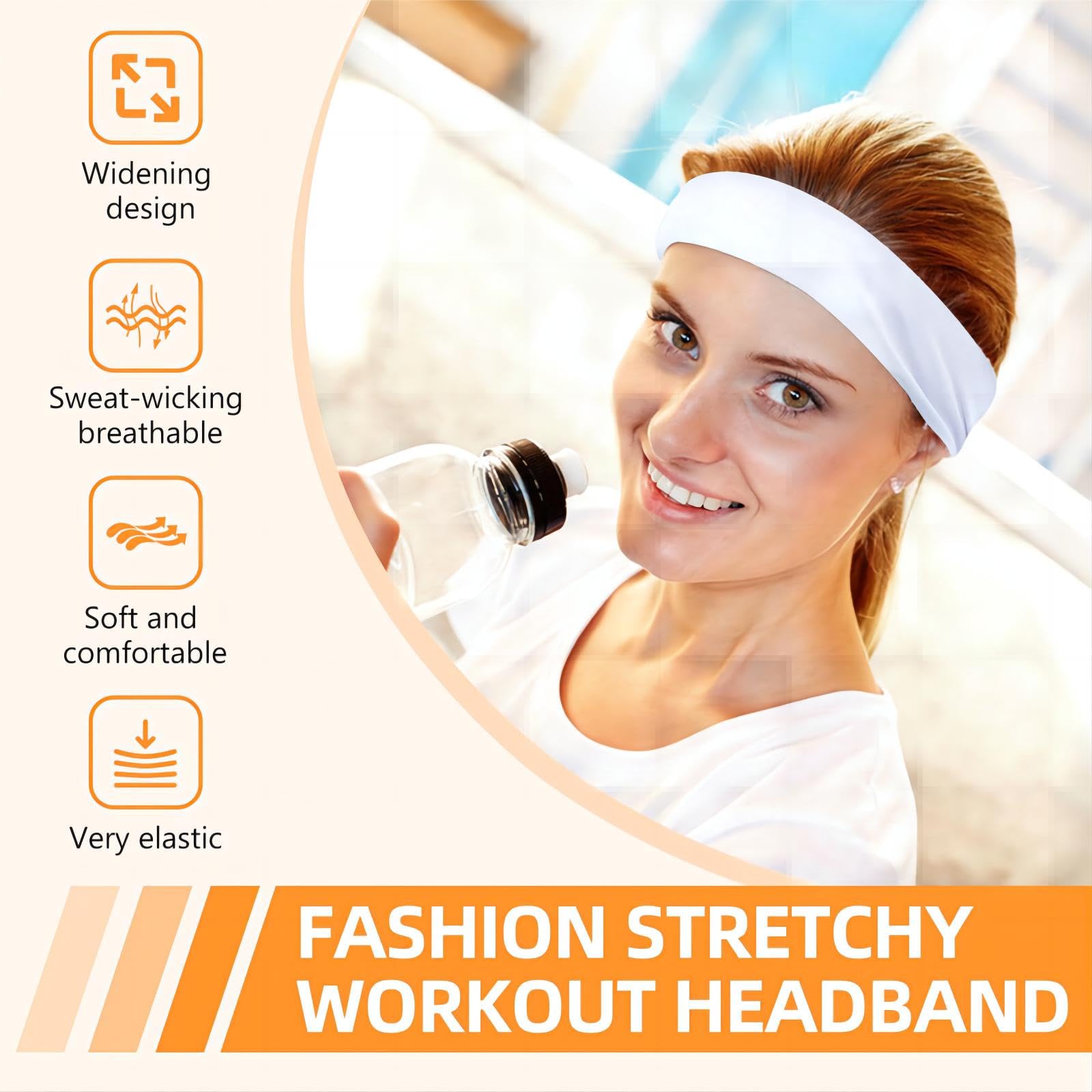 VANRUID Headbands for Women 8PCS [Summer-Exclusive Headband], Non Slip Sports Headband Elastic Soft Running Fashion Headband Absorb Sweat Headbands for Men for Women for Working Out, Travel - 3