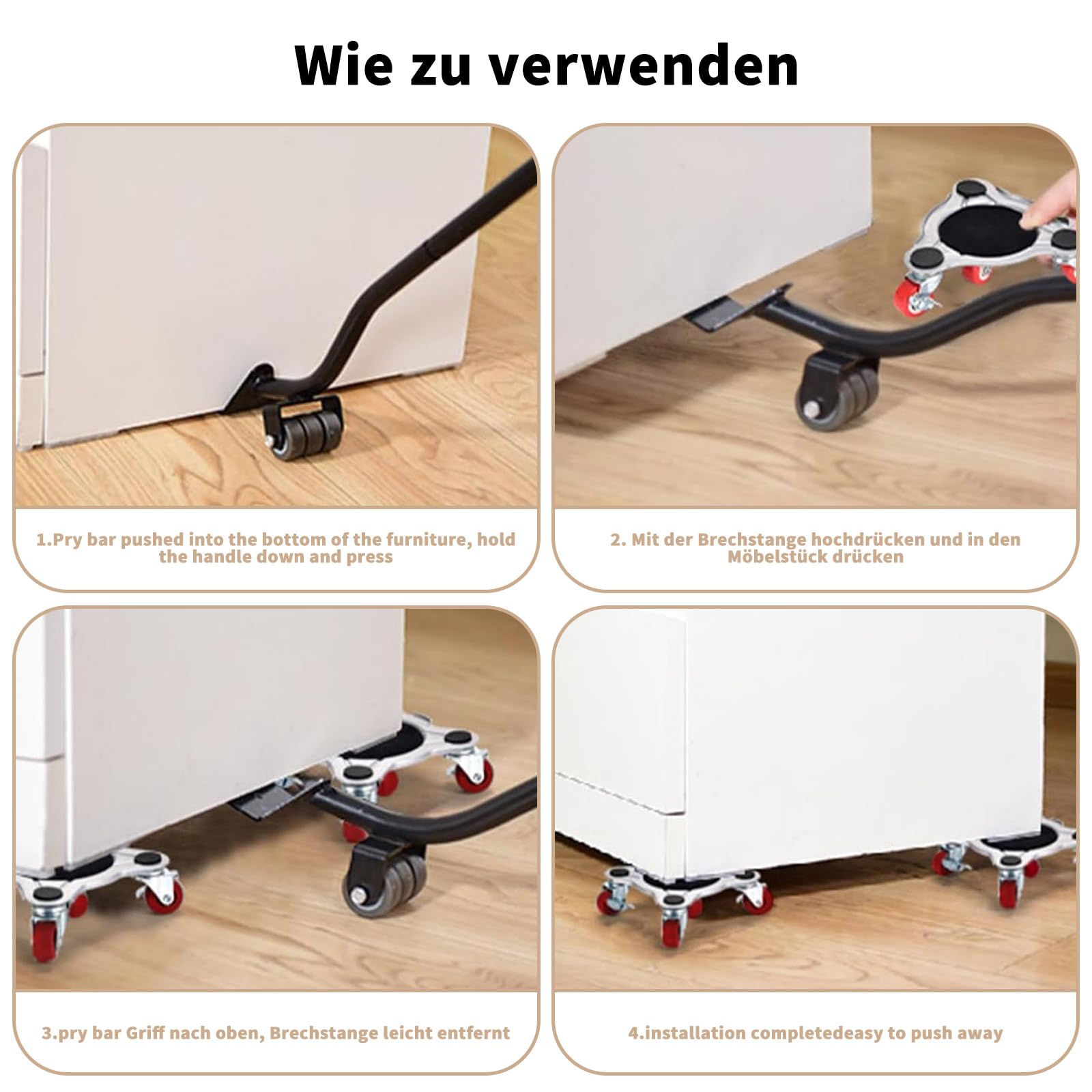 Bissmann® Kit De Roulettes Pour Meubles - Lève-meubles Stable Avec 4