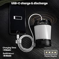 Vista 4 de Sofirn LT1S - Linterna LED para campamento, linterna recargable con luz regulable de 2700 K a 6500 K, luz roja, 500 horas de duración de la batería