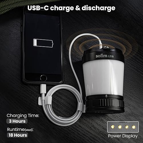 Miniatura 4 de Sofirn LT1S - Linterna LED para campamento, linterna recargable con luz regulable de 2700 K a 6500 K, luz roja, 500 horas de duración de la batería