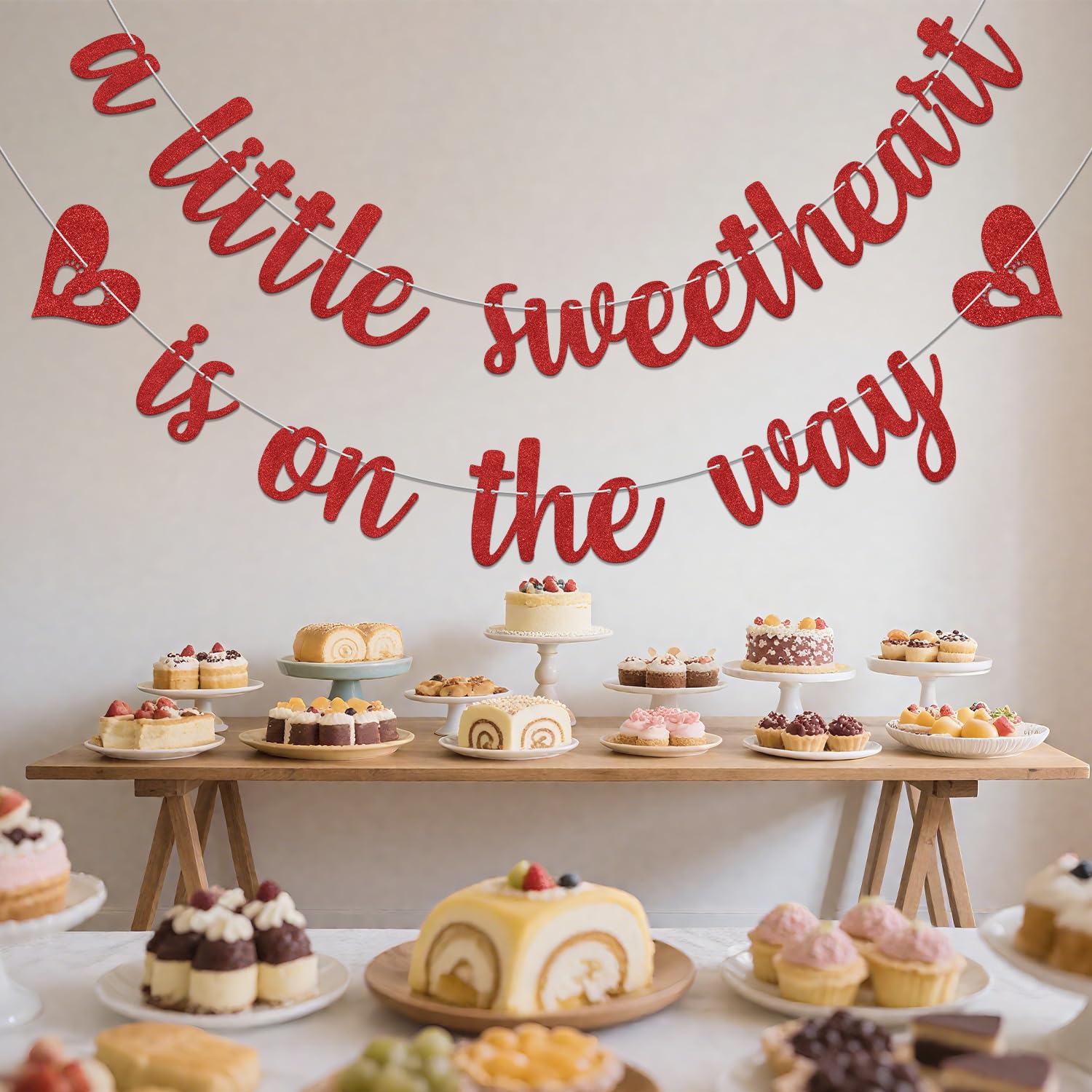 A Little Sweetheart is on the Way Banner - Valentines Day Baby Shower Decorations Red - Image 4