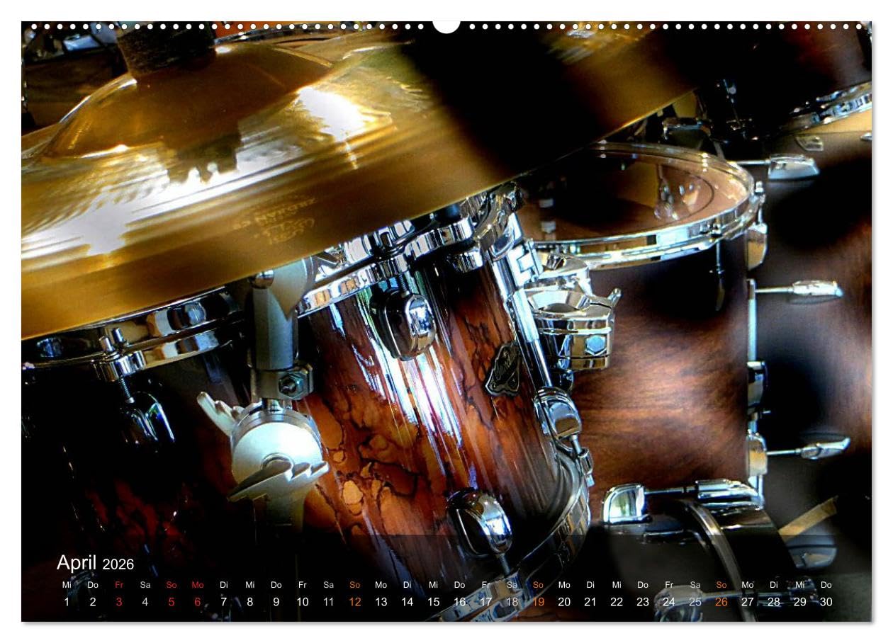 Schlagzeug onstage (Wandkalender 2026 DIN A2 quer), CALVENDO Monatskalender: Eindrucksvolle Konzertaufnahmen und Closeups von verschiedenen Schlagzeugen (CALVENDO Kunst)