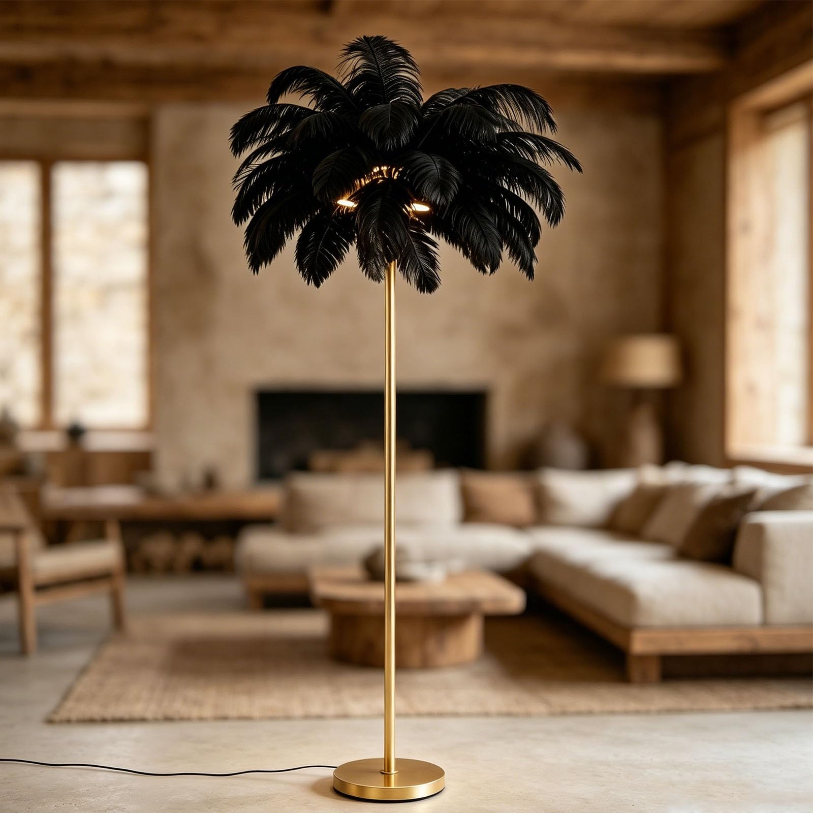 Soft Atmosphere Standing Light, Modern Tall Ostrich Feather Floor Lamp