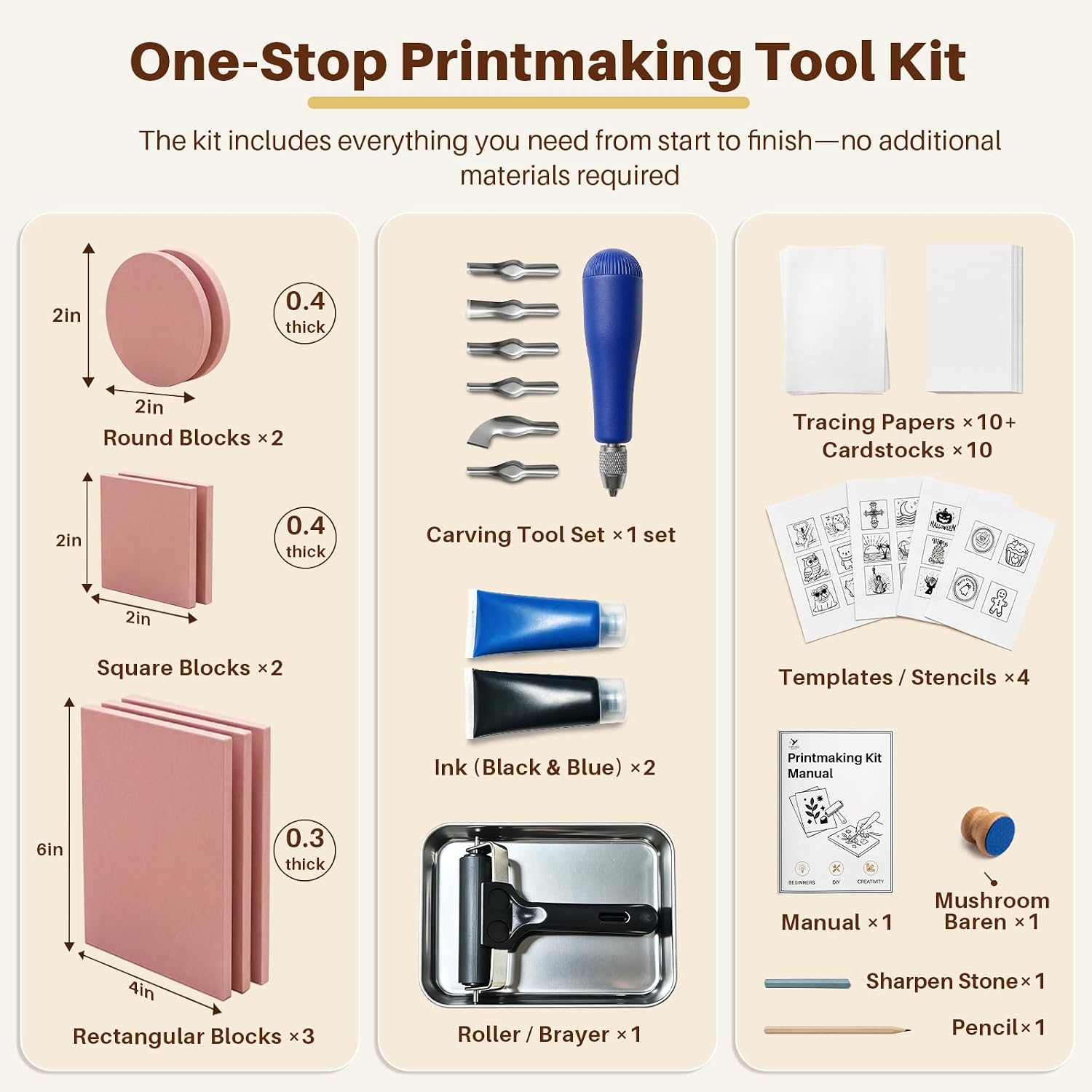 YIPLED 39-Piece Linoleum Carving Tools for Printmaking