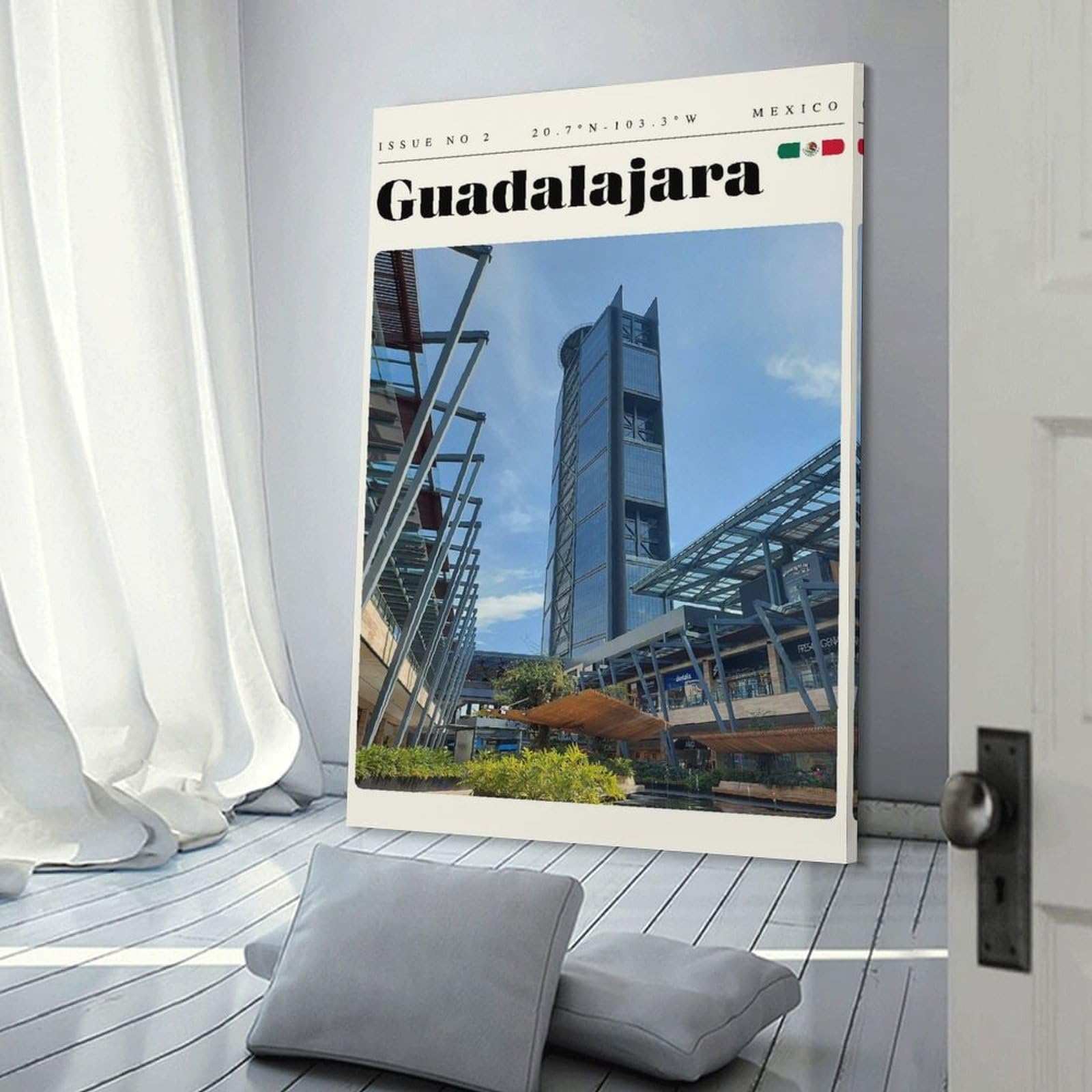 Junmoney Guadalajara Travel Art Wall Decor Canvas Print, 16x24inch(40x60cm), for Living Room, Bedroom Or Home Office, Home Decor Gift with Stylish Appeal